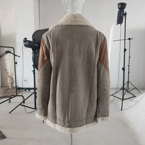 Manteau de mode décontracté en cuir véritable pour hommes, en toile chaude, imperméable, coupe-vent, à revers épaissi - Product Image 2