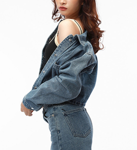 Custom Casual Outwear <b>Lightweight</b> Soft Button up Full Sleeve Oversize Womens Crop <b>Denim</b> <b>Jacket</b> OEM Customized Women <b>Denim</b> <b>Jacket</b> - Product Image 3