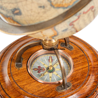 Globe terrestre Mercator avec boussole, carte du monde bleu et argent pour décoration de bureau