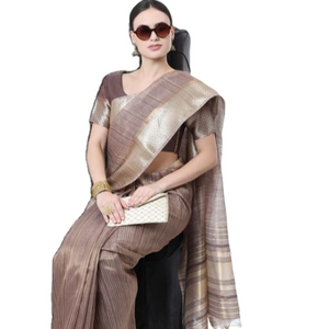 Sarouel en soie de lin de qualité supérieure avec bordure de tissage de fil fantaisie et motif de tissage sur toute la pièce de Blouse de course - Product Image 1