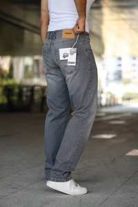 Pantalones vaqueros ajustados de cintura media para hombre, pantalones vaqueros informales elásticos rectos de color lavado, ropa de calle de moda - Product Image 2