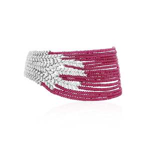 Collier ras-de-cou en or 18 carats avec rubis, perles et diamants - Cadeau tendance pour elle - Product Image 1