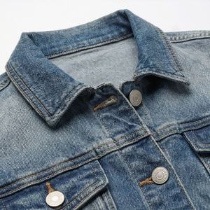 Attractive Men Denim Jacket Regular Sleeves Regular Fit <b>Covered</b> <b>Button</b> Closure Customized Color Winter Look Modern Street Front - Product Image 4