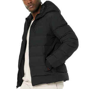 Veste d'hiver épaisse personnalisée pour hommes Manteau à bulles en polyester Veste en duvet pour hommes avec capuche - Product Image 1
