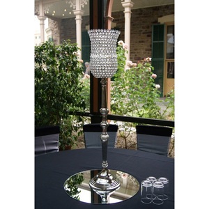 Soporte DE HURACANES DE Metal de cristal plateado de lujo, decoración de centro de mesa para fiesta de boda - Product Image 1
