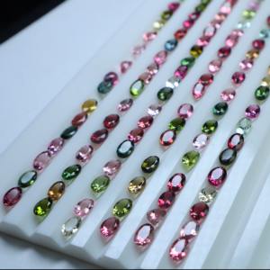 Venta al por mayor 6x4mm turmalina Natural corte ovalado piedra preciosa suelta Multicolor piedra semipreciosa pulido Color juego para la fabricación de joyas - Product Image 4