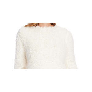 Top da Donna Vince Camuto Taglia X-Large in Finta Pelliccia Bianca Testurizzata con Maniche a Campana, Decorazione Vintage in Lana Tinta e Tessuta, Bottoni Intrecciati, Vestibilità Slim - Product Image 2