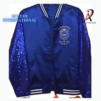 Nouvelle Tendance Blouson Bomber Matelassé en Satin Respirant avec Écusson Brodé Sigma Gamma Rho psi Alpha et Lettres Grecques de Sororité