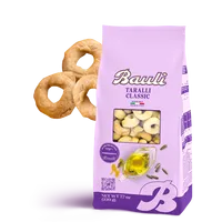 Taralli classiques Bauli au goût salé, cuits au four, à l'huile de tournesol et d'olive, 220g, fabriqués en Italie, emballage en boîte, farine de blé, prêts à consommer