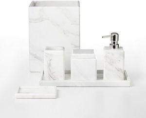 New Design and White Marble-injected Collection Modern Bathroom <b>Soap</b> Dish Marble Effect Resin Bathroom Accessories <b>Set</b> - Product Image 2