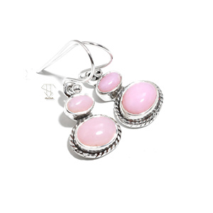 925 solide en argent Sterling rose opale pierre gemme boucle d'oreille pierre naturelle goutte boucles d'oreilles personnalisées naturelles à la main boucles d'oreilles - Product Image 1