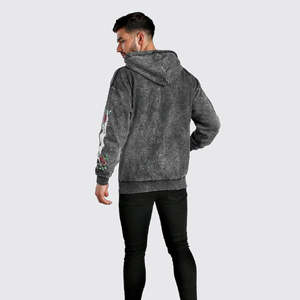 Direct usine ODM hommes lavage à l'acide sweat à capuche haut tendance Slim Fit Street Wear haute qualité 100% coton polaire imprimé pour l'hiver - Product Image 5