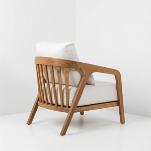Teak Wood Living Room Chair Accent Armchair with Cushions Upholstered Single <b>Sofa</b> for Modern Lounge Home Furniture Wholesale - Product Image 5
