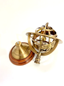Sphère Armillaire En Laiton Antique Avec Base En Bois Décor De Bureau De Luxe Globe Céleste Pour Les Amateurs D'astrologie - Product Image 4