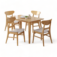 Ensemble de table à manger pliable en bois massif de style moderne du milieu du siècle, 4 pièces, écologique, usage commercial pour restaurant, hôtel, café