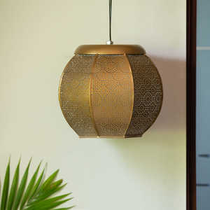 8 Inch Eco-Friendly Hand-Etched Metal Pendant Lamp for Home <b>Decor</b> Diwali <b>Hanging</b> Lamp - Product Image 4