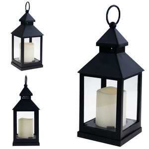 LED Lantern <b>Lamp</b> Black for Home Garden <b>Battery</b> Lighting Balcony Terrace - Product Image 5