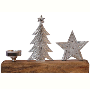 Sculpture décorative d'arbre antique avec base en bois, accent fabriqué en aluminium pour la célébration de mariage à la maison moderne et les arbres de fête - Product Image 3
