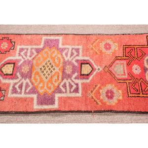 Vintage Herki <b>Runner</b> Rug 1.8x12.1 ft (55x370 cm), Turkish <b>Red</b> Moroccan Rug - Product Image 4