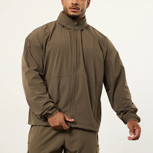 Ensemble de survêtement coupe-vent 2 pièces pour homme Veste zippée à capuche et pantalon cargo Tenue de sport d'extérieur - Product Image 5