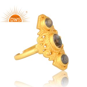 Anillo de piedras preciosas de labradorita Natural chapado en oro de 18 quilates de Plata de Ley 925, joyería personalizada para mujer, regalo para ella - Product Image 4