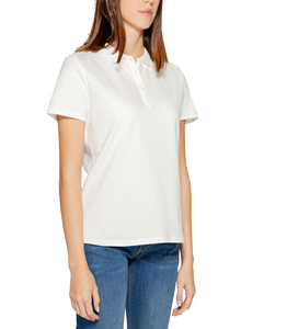 Polo de gran tamaño en blanco de 100% algodón cómodo de alta calidad para mujer, Polo liso de manga corta con logotipo impreso personalizado para mujer - Product Image 3
