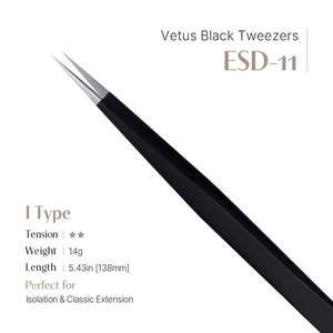 Pinzetta Nera Vetus ESD-11 (Forma a I) di Grado Industriale con Manico in Plastica e Acciaio Inossidabile - Product Image 2
