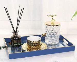 Plateau rectangulaire en bois marbré avec poignées, plateau de service traditionnel pour mariage, pour la nourriture et la décoration - Product Image 6