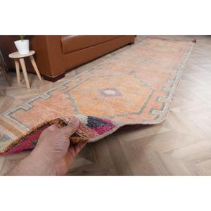 3.1x11.7 ft <b>Rug</b>, Vintage Turkish <b>Runner</b> <b>Rug</b>, Orange Wool <b>Rug</b> - Product Image 2