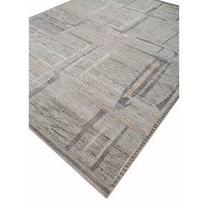 Alfombra Grande Tejida a Mano con Patrón Geométrico Gris y Negro, Modelo Manifest, para Sala de Estar, Reb-1382 - Product Image 2