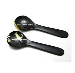 New Horn Salad <b>Serving</b> <b>Spoons</b> with Natural Horn Latest Design Banquet Party Table Decoration Flatware Sets Cooking - Product Image 1