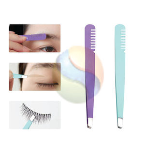 Pinzas de Cejas de Acero Inoxidable Personalizadas de Alta Calidad, Herramientas de Maquillaje con Punta Inclinada - Product Image 3