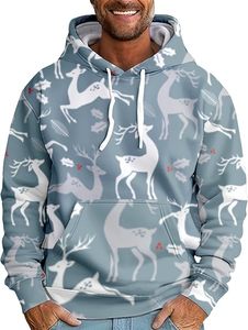 Sudadera con Capucha Navideña para Hombre, Tallas Grandes, de Algodón Jersey Ligero, con Diseño Gráfico Feo de Navidad y Bolsillo, Estilo Casual - Product Image 2