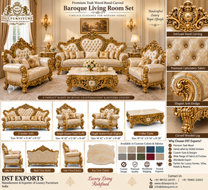 Meubles de salon baroque en teck de qualité supérieure sculptés à la main - Product Image 5