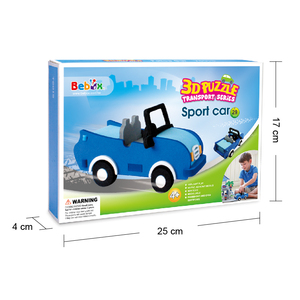 Voiture Cabriolet Bleue 3D en Puzzle, Jouet Éducatif pour Enfants de 2 à 4 Ans, Non Toxique, Certifié EN71, Personnalisable - Product Image 6