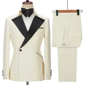 Hoge Kwaliteit Heren Blazer Suits 2 Stuks Elegante Bruiloft Pakken Custom Premium Pak Voor Mannen