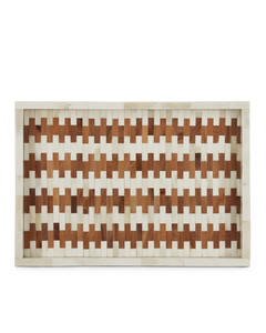 Bandeja de mármol de bambú con incrustaciones de madera y resina de estilo moderno de la mejor calidad, bandeja de servicio con incrustaciones de hueso redondeado para restaurante de Hotel en casa - Product Image 4