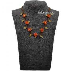 Turuncu Zigzag Collar de cuentas de moda İğne Oyası Kolye - Product Image 1