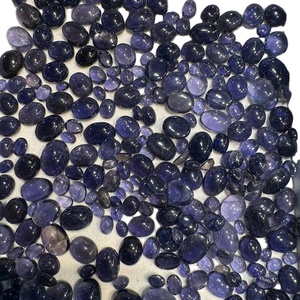 Piedras preciosas de cabujón calibradas de iolita natural Corte ovalado de color azul con certificado IGI - Product Image 1