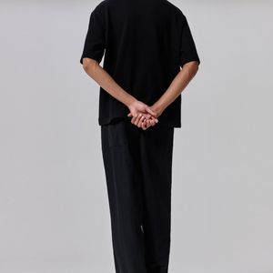 เสื้อยืดผู้ชายคุณภาพสูงเสื้อยืดผ้าฝ้ายฤดูร้อนเสื้อยืดสีดำสุดอินเทรนด์สีทึบโอเวอร์ไซส์สำหรับผู้ชาย - Product Image 3