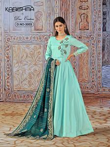 Dernier Designer Art Soie Jacquard Séquence Travail Anarkali Robe Costume Haute Qualité Ethnique Indien Saree Adultes Fêtes - Product Image 3