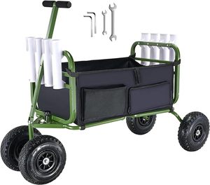 THCW10052-Chariot de pêche de plage, capacité de charge de 300 lb avec grandes roues pour le sable, chariot en acier avec 8 porte-cannes - Product Image 1