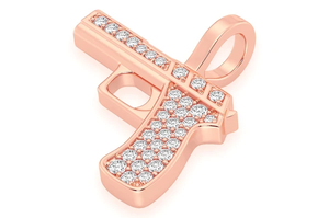 Colgante de pistola chapado en oro blanco minimalista, amuleto de amante de la pistola, joyería fina de diamante cultivado en laboratorio de Hip Hop para hombre - Product Image 6