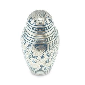 Urnes funéraires en laiton à dôme supérieur de haute qualité avec gravure en étain et couleur bleue urnes funéraires en métal fini pour cendres humaines - Product Image 5