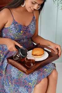 Plateau de service en mosaïque en marbre avec incrustation de nacre Décoration de table à manger Boho moderne Cadeau de maison rustique - Product Image 5