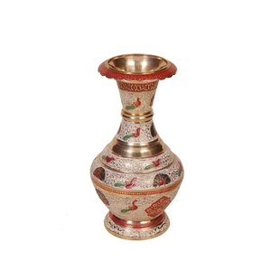 Decorative Vase Modern Brass Plated Flower Vase Engraved Design Handcrafted <b>Metal</b> Table Top Decorative Vase Home Decor - Product Image 4