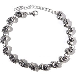 Bracciale a Catena con Teschio in Acciaio Inossidabile Stile Punk Vintage Caiyao, Placcato Argento Anticato, Gioiello Unisex alla Moda - Product Image 1