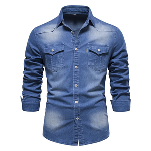 Chemises pour hommes Nouvelle arrivée Chemises en jean légères de meilleure conception à bas prix 2025 OEM Logo personnalisé Mode d'été Service OEM - Product Image 5