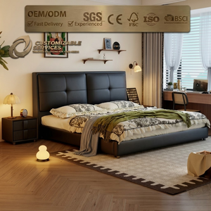 <span class=keywords><strong>Cama</strong></span> con plataforma de cuero de microfibra KD Structure para apartamentos pequeños, con cajones de almacenamiento, diseño maestro, juego de muebles de dormitorio tamaño Queen - Product Image 1
