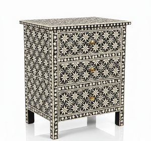 Mesita de Noche de Madera Maciza con Incrustaciones de Hueso, Estilo Fantasía, Moderna, Hecha a Mano, de Primera Calidad, Duradera, Decorativa, de Lujo, para Sala de Estar - Product Image 2